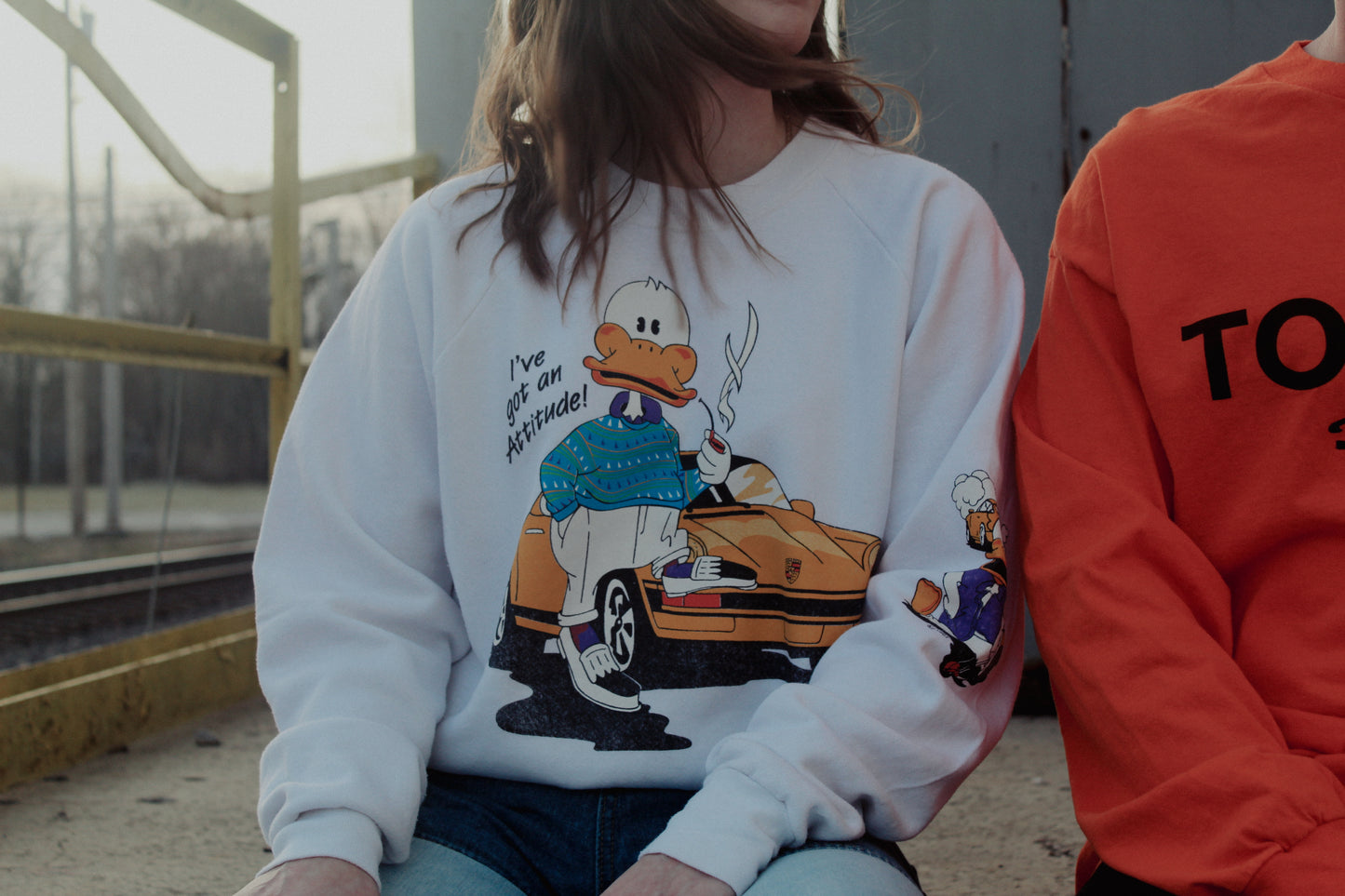 Vintage 1987 Duckmania Porsche "I've Got an Attitude" Crewneck Sweatshirt